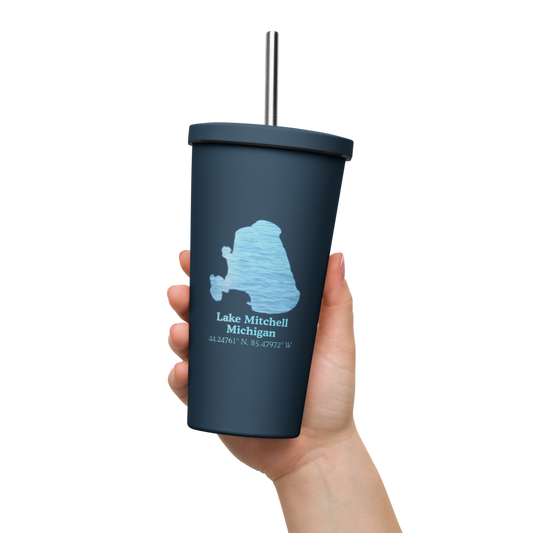 Lake Mitchell 20 oz. Insulated Stainless Steel Tumbler & Metal Straw