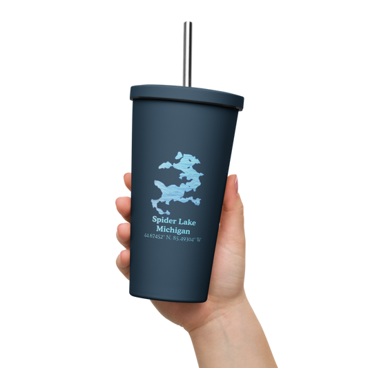 Spider Lake 20 oz. Insulated Stainless Steel Tumbler & Metal Straw