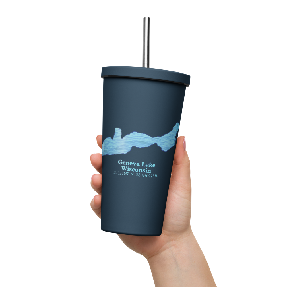 Geneva Lake 20 oz. Insulated Stainless Steel Tumbler & Metal Straw