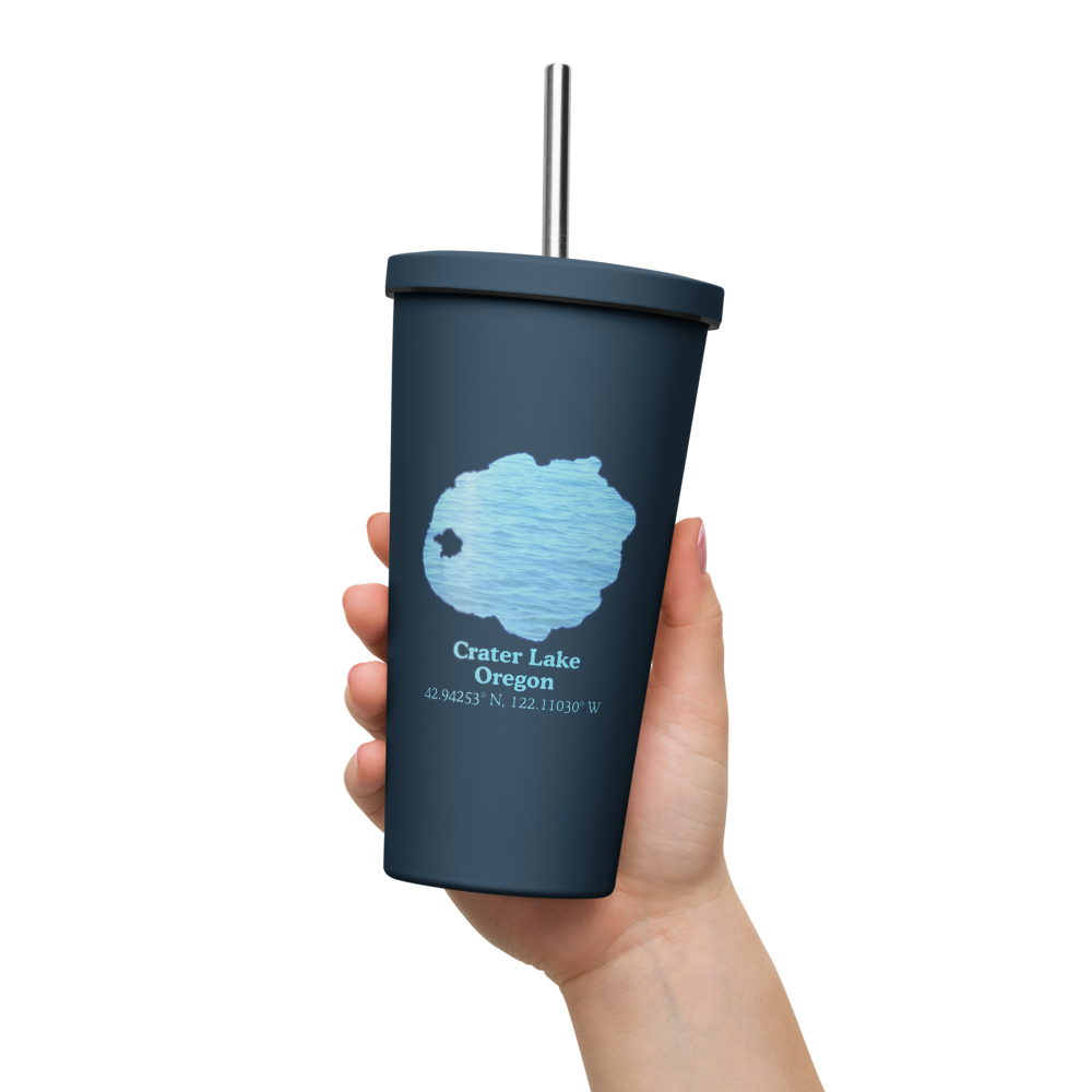 Crater Lake 20 oz. Insulated Stainless Steel Tumbler & Metal Straw
