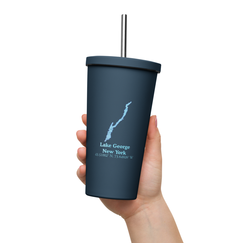 Lake George 20 oz. Insulated Stainless Steel Tumbler & Metal Straw