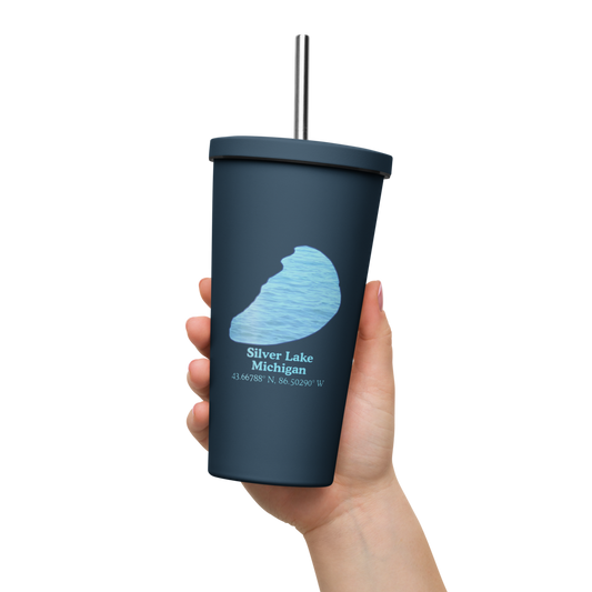 Silver Lake 20 oz. Insulated Stainless Steel Tumbler & Metal Straw