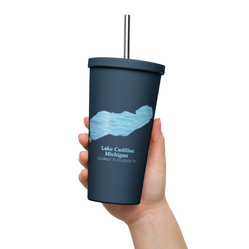 Lake Cadillac 20 oz. Insulated Stainless Steel Tumbler & Metal Straw
