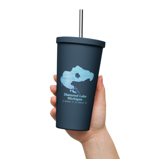 Diamond Lake 20 oz. Insulated Stainless Steel Tumbler & Metal Straw