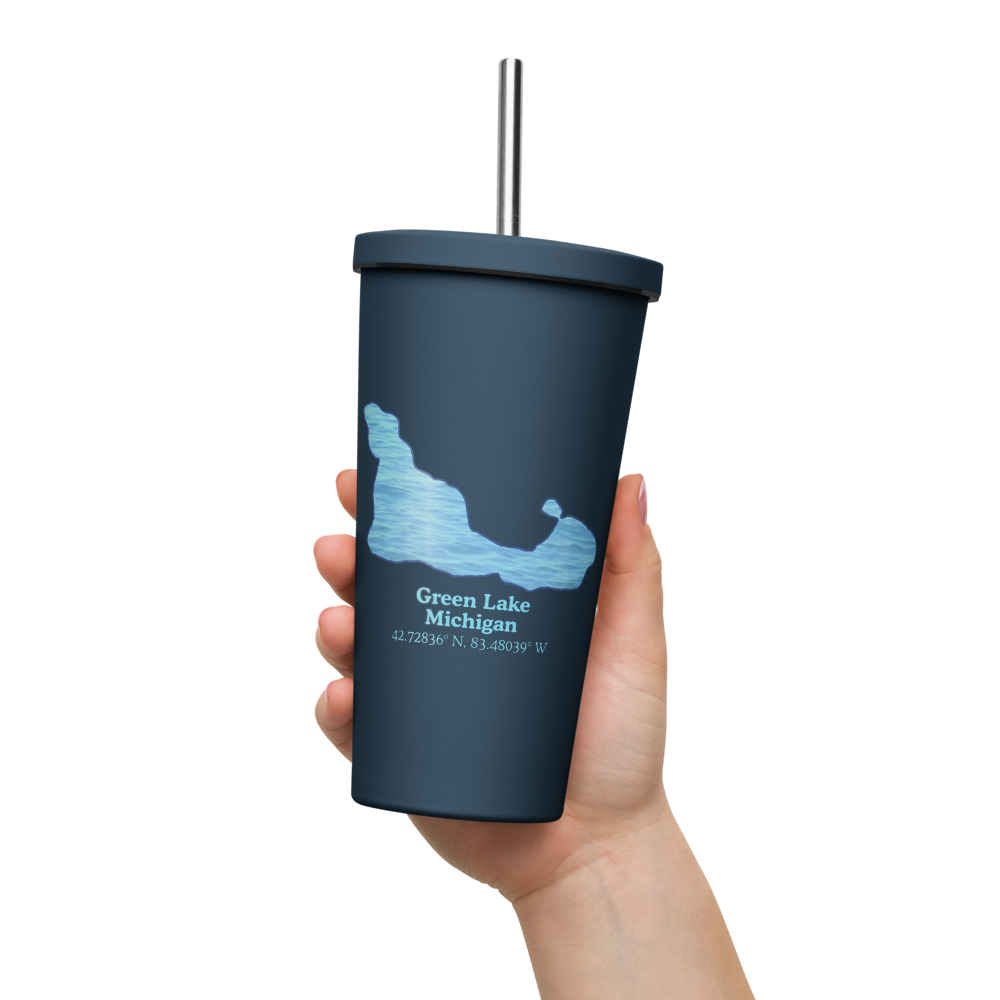 Green Lake 20 oz. Insulated Stainless Steel Tumbler & Metal Straw