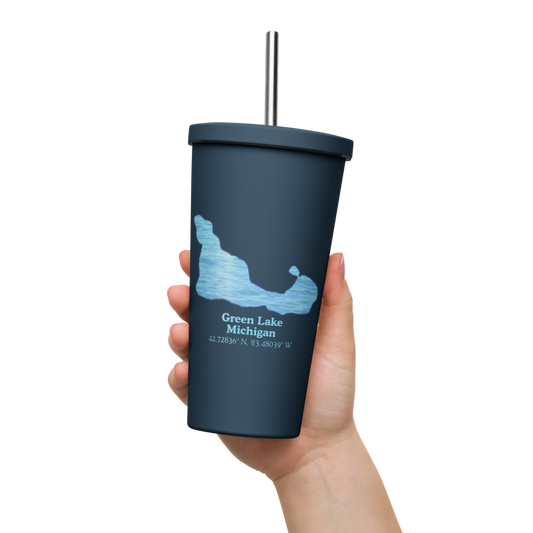 Green Lake 20 oz. Insulated Stainless Steel Tumbler & Metal Straw