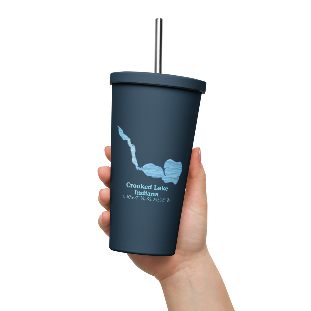 Crooked Lake 20 oz. Insulated Stainless Steel Tumbler & Metal Straw