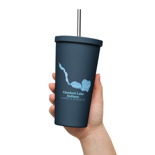 Crooked Lake 20 oz. Insulated Stainless Steel Tumbler & Metal Straw