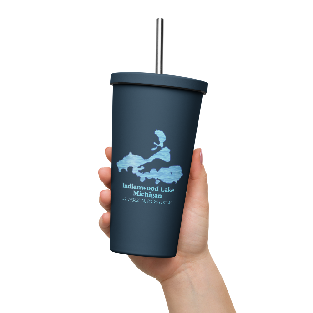 Indianwood Lake 20 oz. Insulated Stainless Steel Tumbler & Metal Straw
