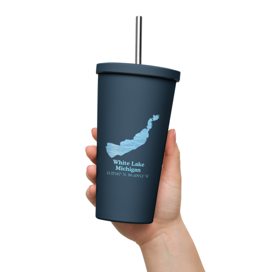 White Lake 20 oz. Insulated Stainless Steel Tumbler & Metal Straw