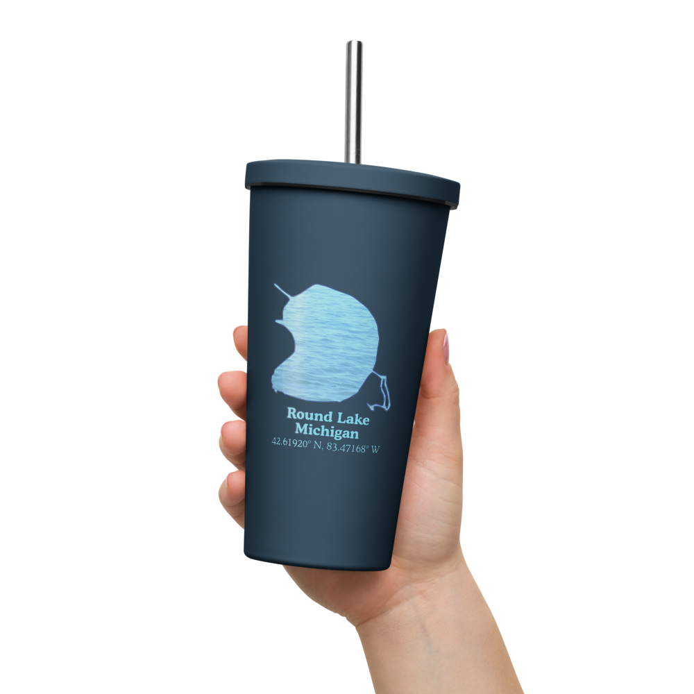 Round Lake 20 oz. Insulated Stainless Steel Tumbler & Metal Straw