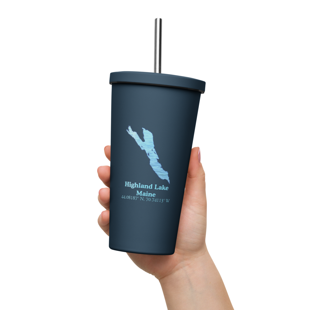 Highland Lake 20 oz. Insulated Stainless Steel Tumbler & Metal Straw