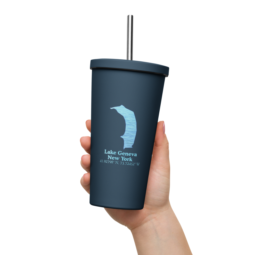 Lake Geneva 20 oz. Insulated Stainless Steel Tumbler & Metal Straw