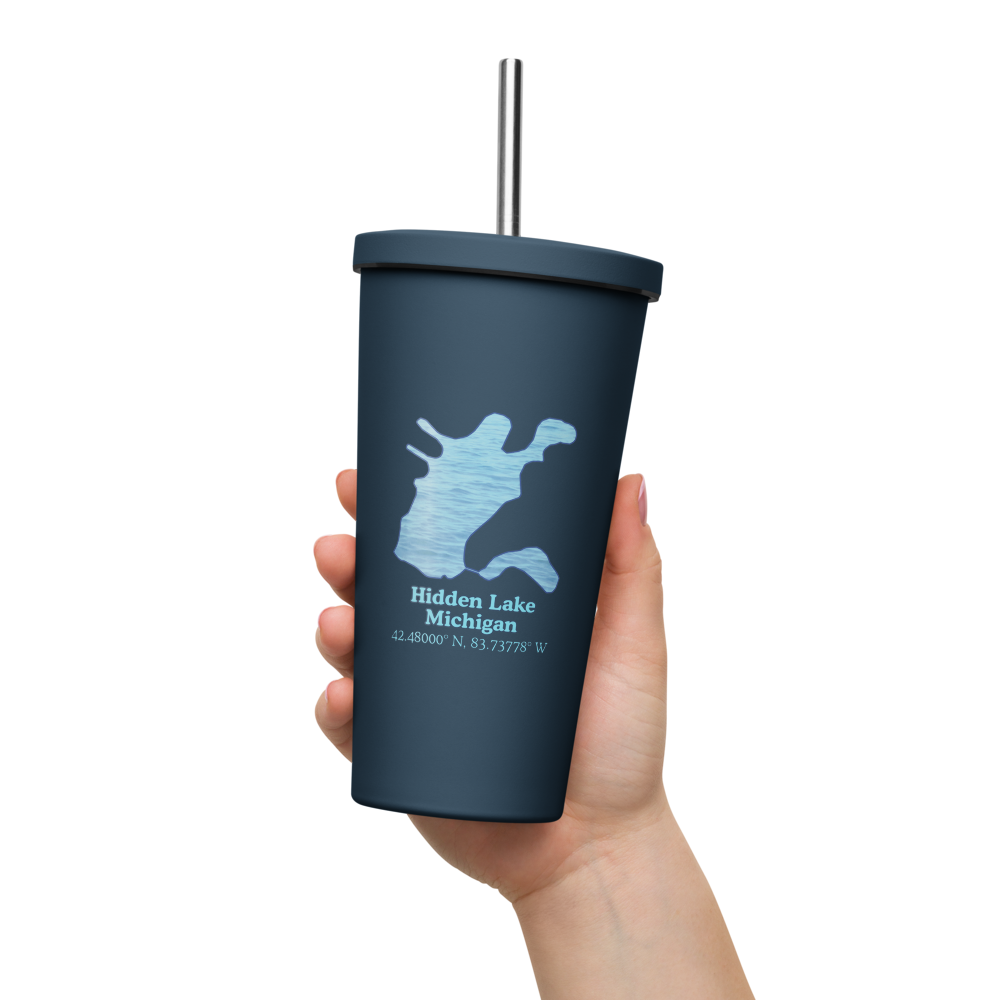 Hidden Lake 20 oz. Insulated Stainless Steel Tumbler & Metal Straw