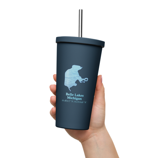 Belle Lakes 20 oz. Insulated Stainless Steel Tumbler & Metal Straw