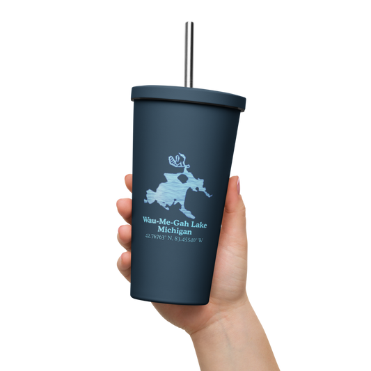 Wau-Me-Gah Lake  20 oz. Insulated Stainless Steel Tumbler & Metal Straw