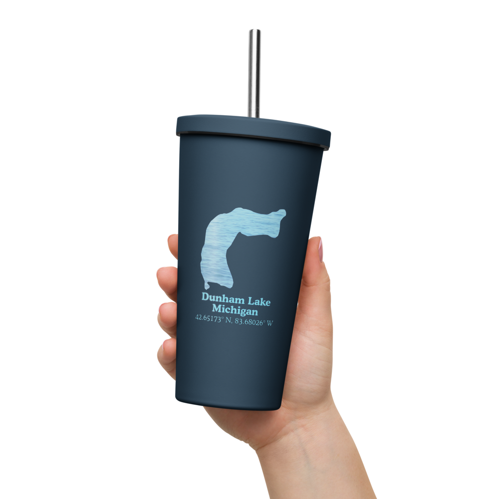 Dunham Lake 20 oz. Insulated Stainless Steel Tumbler & Metal Straw