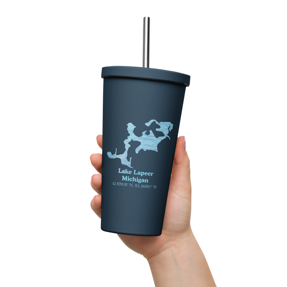 Lake Lapeer 20 oz. Insulated Stainless Steel Tumbler & Metal Straw