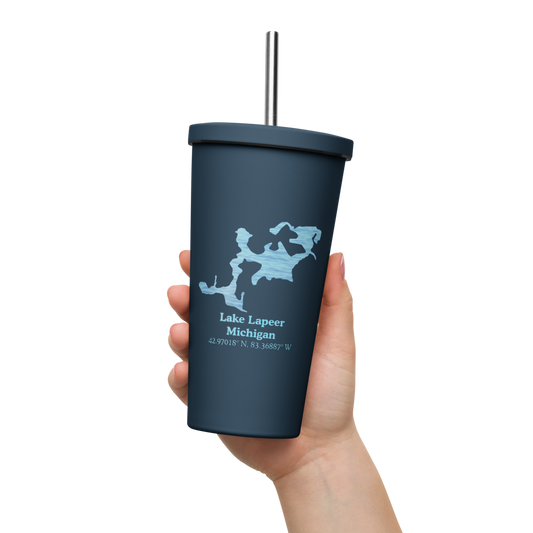 Lake Lapeer 20 oz. Insulated Stainless Steel Tumbler & Metal Straw