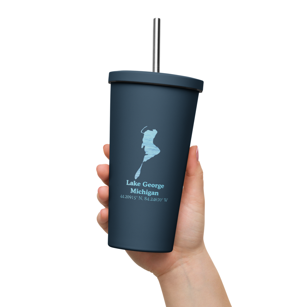 Lake George 20 oz. Insulated Stainless Steel Tumbler & Metal Straw
