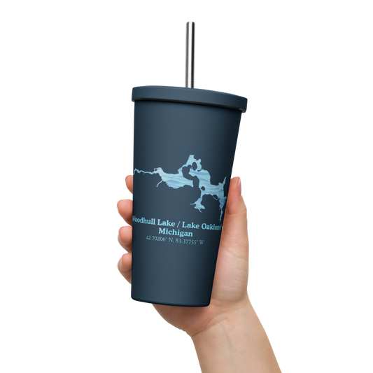 Woodhull Lake / Lake Oakland 20 oz. Insulated Stainless Steel Tumbler & Metal Straw