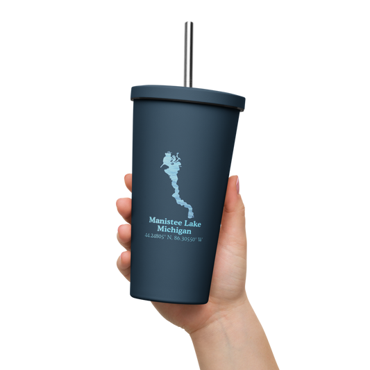 Manistee Lake 20 oz. Insulated Stainless Steel Tumbler & Metal Straw