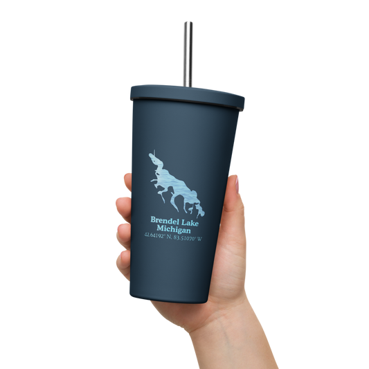 Brendel Lake 20 oz. Insulated Stainless Steel Tumbler & Metal Straw