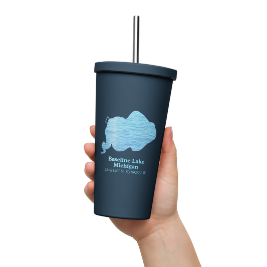 Baseline Lake 20 oz. Insulated Stainless Steel Tumbler & Metal Straw