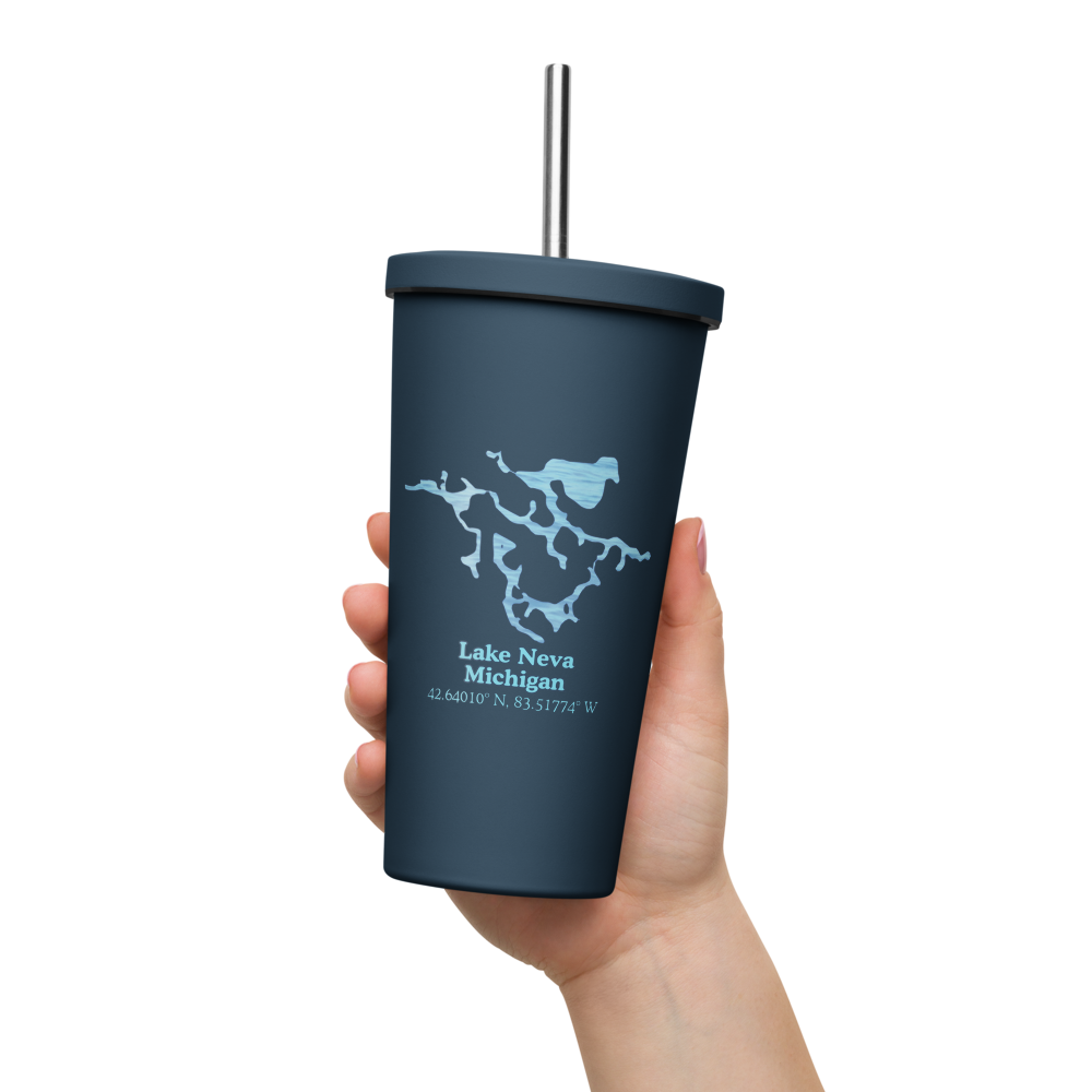 Lake Neva 20 oz. Insulated Stainless Steel Tumbler & Metal Straw