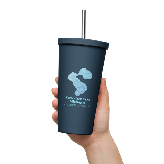 Horseshoe Lake 20 oz. Insulated Stainless Steel Tumbler & Metal Straw