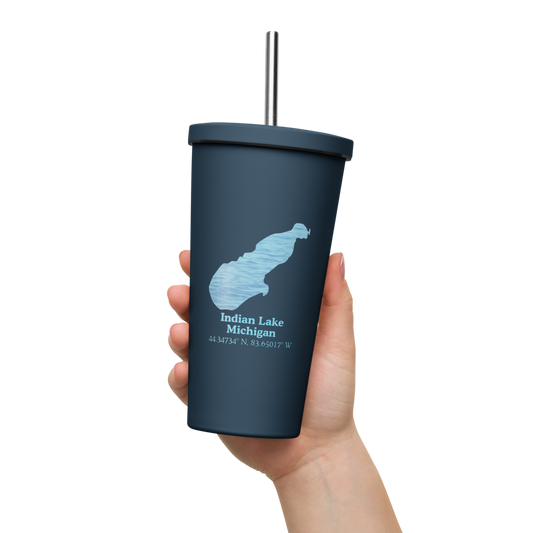 Indian Lake 20 oz. Insulated Stainless Steel Tumbler & Metal Straw