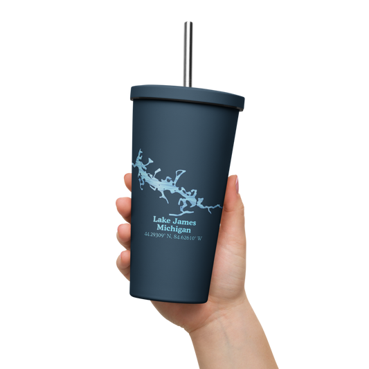 Lake James 20 oz. Insulated Stainless Steel Tumbler & Metal Straw
