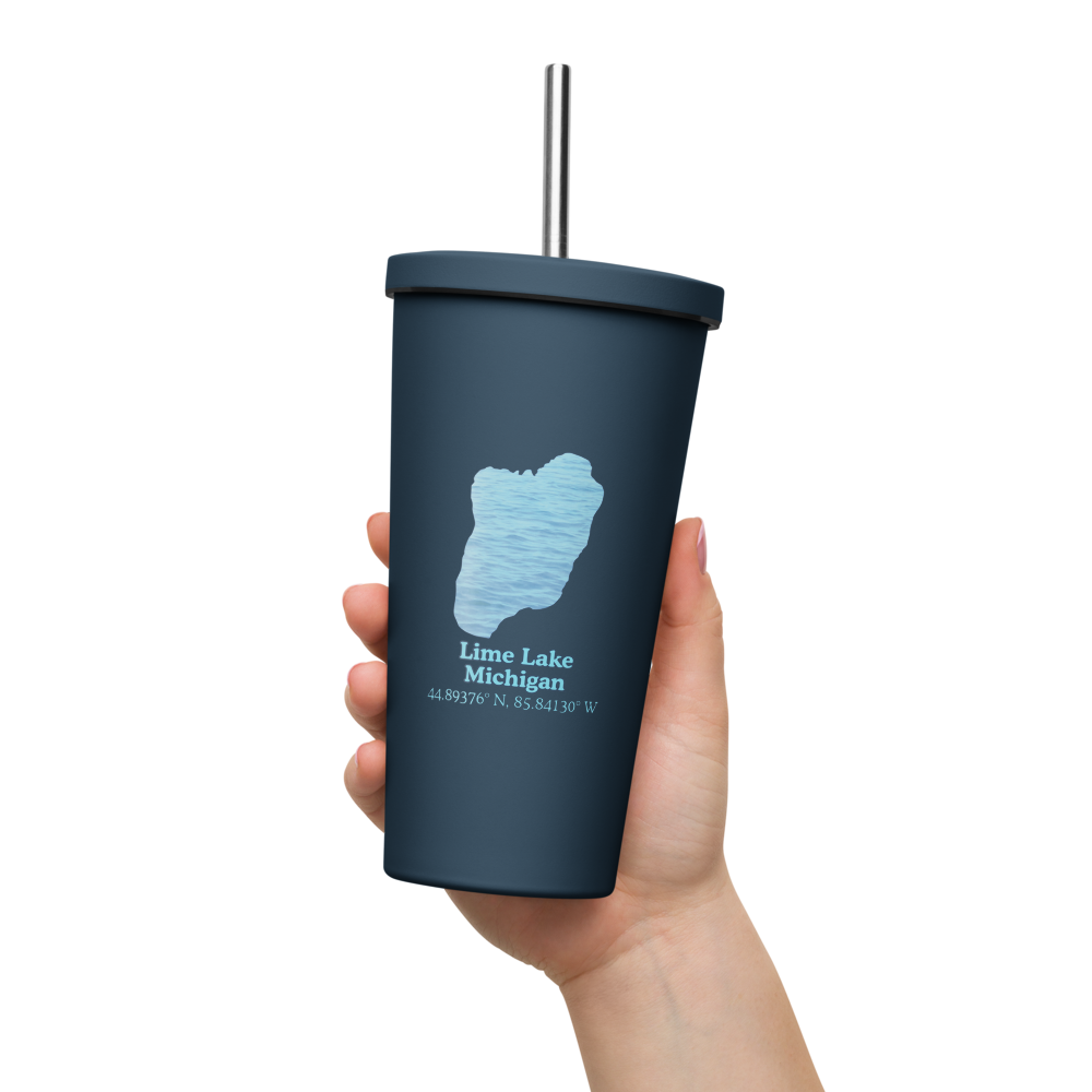 Lime Lake 20 oz. Insulated Stainless Steel Tumbler & Metal Straw