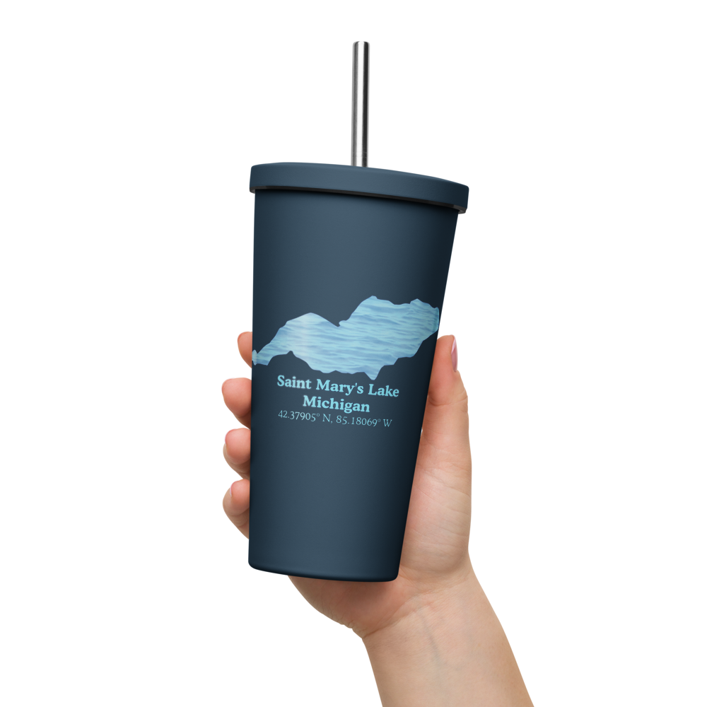 Saint Mary's Lake 20 oz. Insulated Stainless Steel Tumbler & Metal Straw