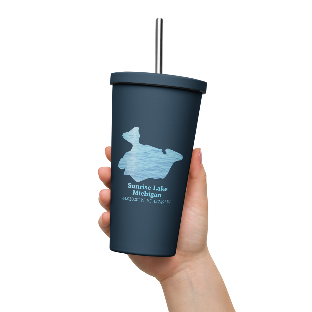 Sunrise Lake 20 oz. Insulated Stainless Steel Tumbler & Metal Straw