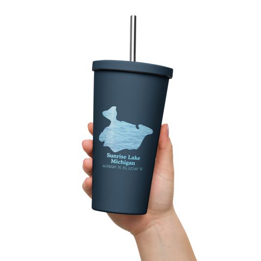 Sunrise Lake 20 oz. Insulated Stainless Steel Tumbler & Metal Straw