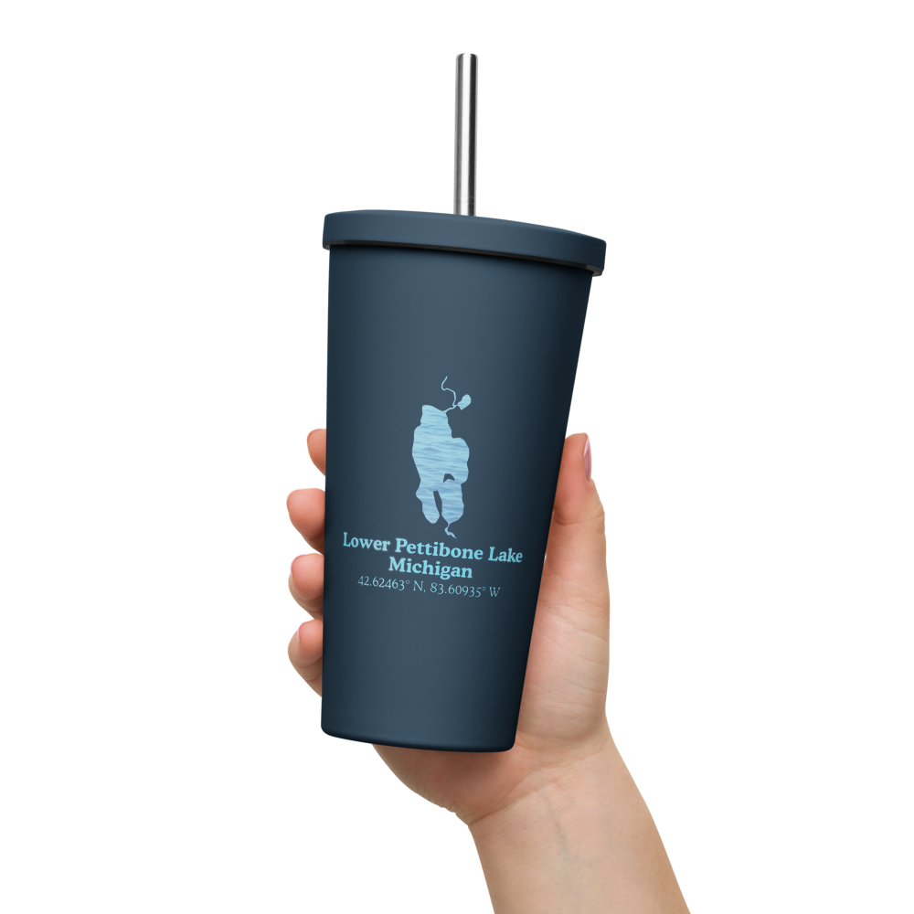 Lower Pettibone Lake 20 oz. Insulated Stainless Steel Tumbler & Metal Straw