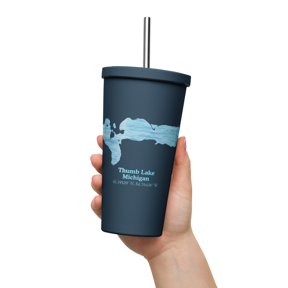 Thumb Lake 20 oz. Insulated Stainless Steel Tumbler & Metal Straw
