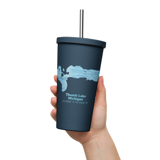 Thumb Lake 20 oz. Insulated Stainless Steel Tumbler & Metal Straw