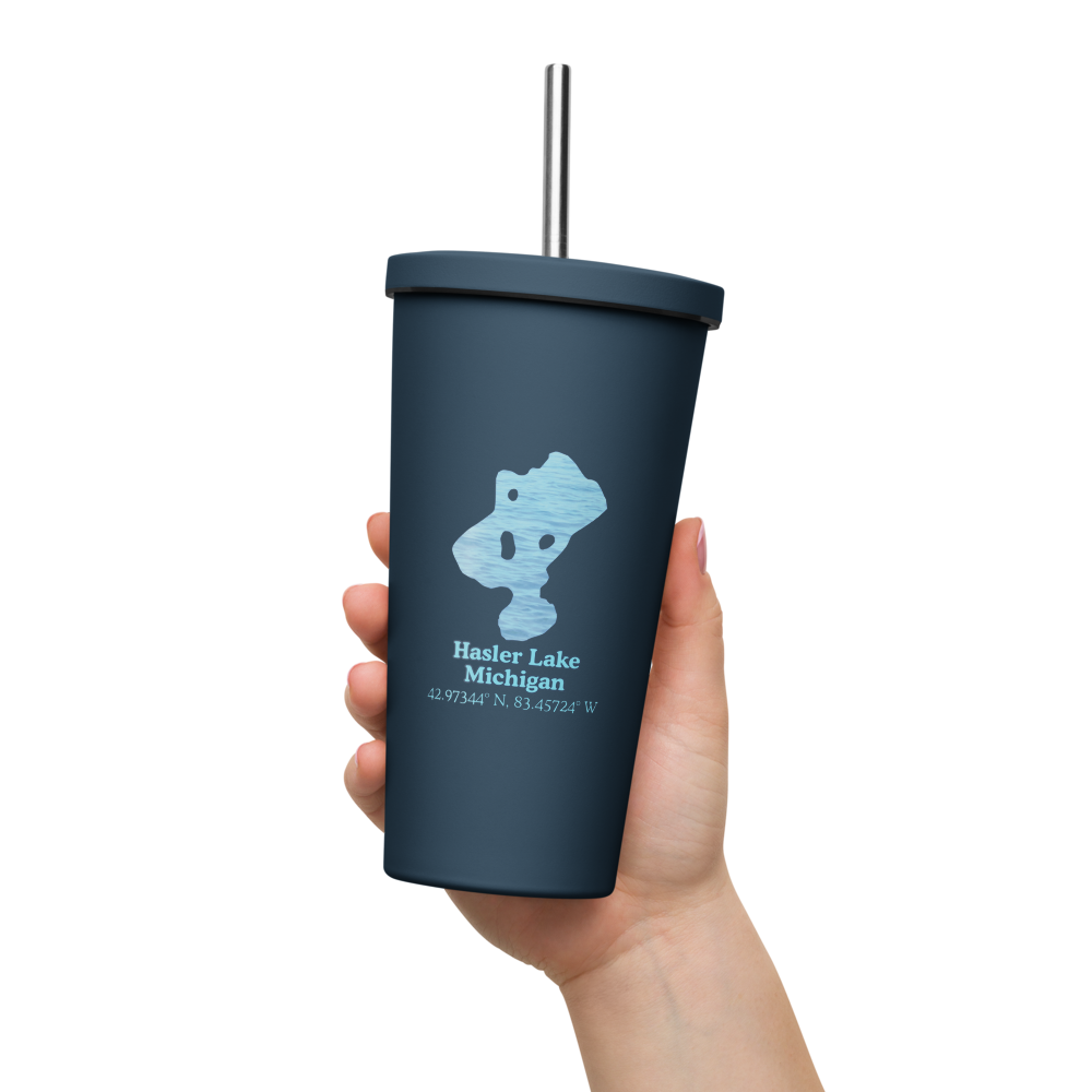 Hasler Lake 20 oz. Insulated Stainless Steel Tumbler & Metal Straw