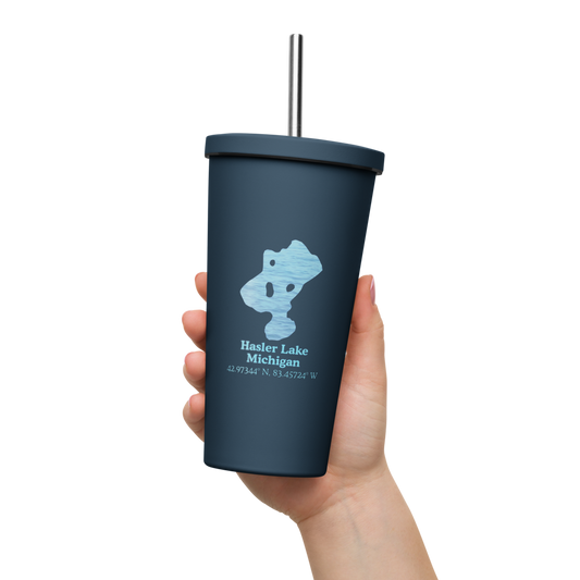 Hasler Lake 20 oz. Insulated Stainless Steel Tumbler & Metal Straw