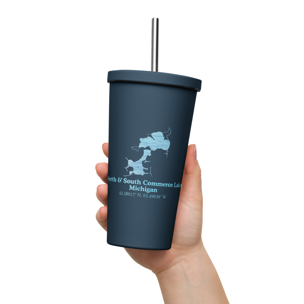 North & South Commerce Lake 20 oz. Insulated Stainless Steel Tumbler & Metal Straw