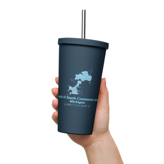 North & South Commerce Lake 20 oz. Insulated Stainless Steel Tumbler & Metal Straw