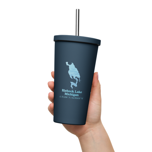 Riebeck Lake 20 oz. Insulated Stainless Steel Tumbler & Metal Straw