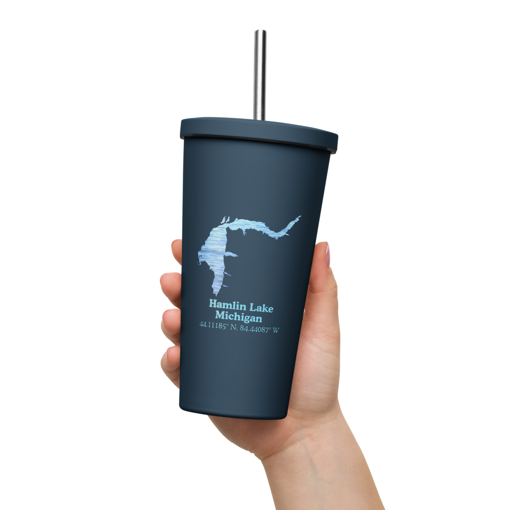 Hamlin Lake 20 oz. Insulated Stainless Steel Tumbler & Metal Straw