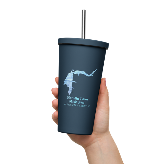 Hamlin Lake 20 oz. Insulated Stainless Steel Tumbler & Metal Straw
