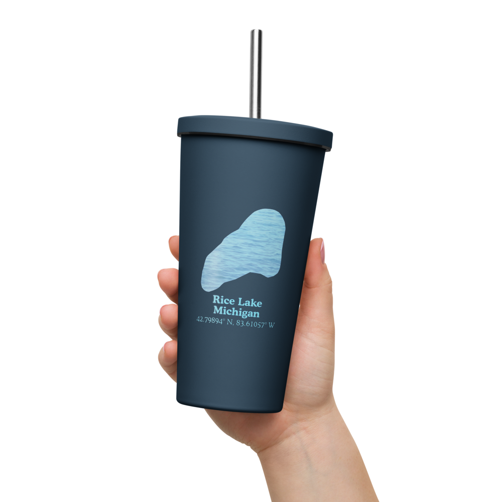 Rice Lake 20 oz. Insulated Stainless Steel Tumbler & Metal Straw