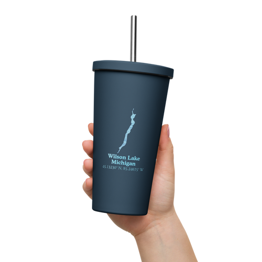 Wilson Lake 20 oz. Insulated Stainless Steel Tumbler & Metal Straw