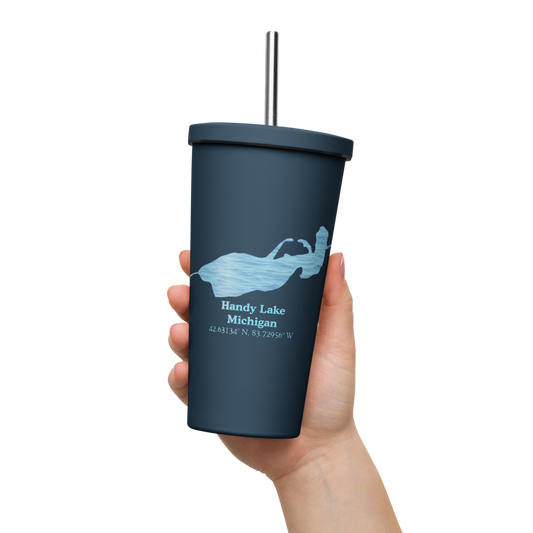 Handy Lake 20 oz. Insulated Stainless Steel Tumbler & Metal Straw