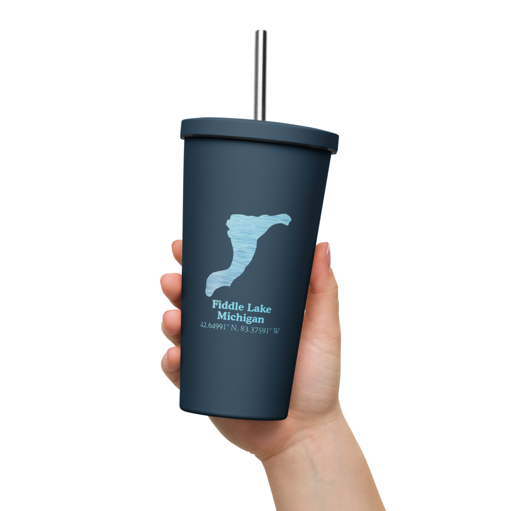 Fiddle Lake 20 oz. Insulated Stainless Steel Tumbler & Metal Straw